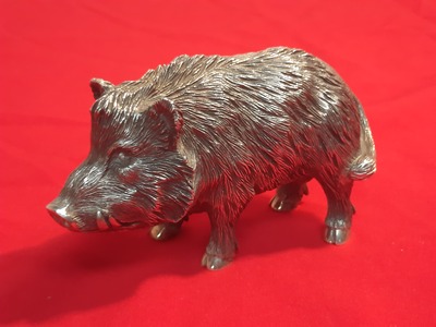 Silver A Silver model of a Wild Boar