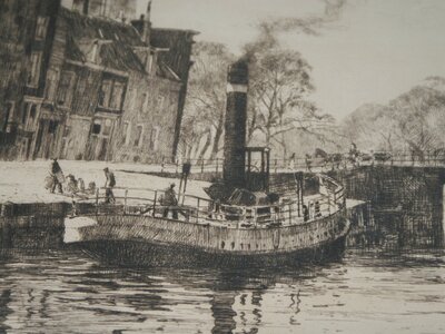 Grafiek - H E Roodenburg - De Haarlemmersluis te Amsterdam 1930