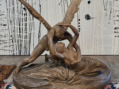Art deco - Canova Amor & Psyche gipsen sculptuur