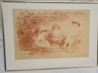 Kunst; Willem Matthijs Maris jbzn - zittende meisjes in het gebladerte - 1872 - 1929