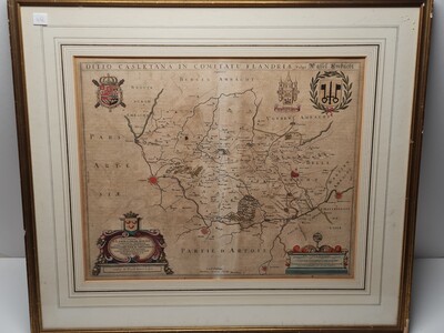Topografische kaart, "Ditio Casletana in Comitatu Flandriae vulgo Cassel Ambacht - Anthonius Sanderus; Vedastus du Plovich invenit et fecit"
