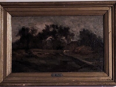 Kunst - Cor Noltee (1903 - 1967), impressionistisch geschilderd bosrijk landschap