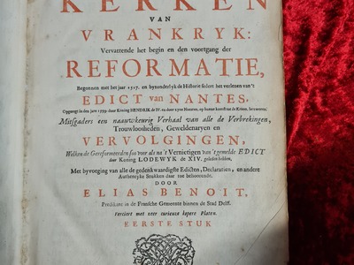 Antiquarisch: Benoit, Elias. Historie der gereformeerde kerken van Vrankrijk, 1696